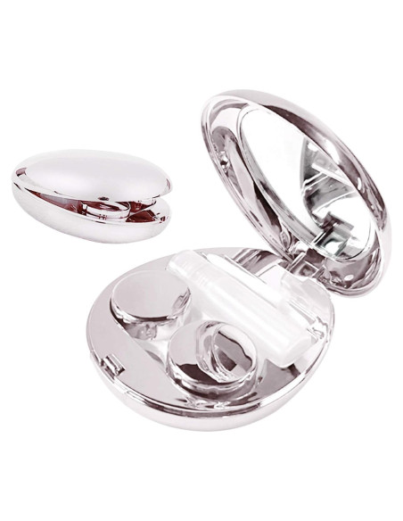 Estuche para Lentes de Contacto Aukvite Plata con Espejo y Accesorios Estuche para Lentes de Contacto Aukvite Plata con Espejo y Accesorios