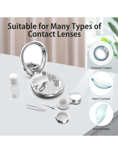 Estuche para Lentes de Contacto Aukvite Plata con Espejo y Accesorios Estuche para Lentes de Contacto Aukvite Plata con Espejo y Accesorios