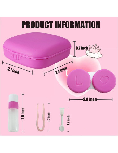 Estuche para Lentes de Contacto Paper Pig - 2 Piezas Rojo Rosa