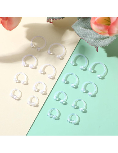 16 Anillos Transparentes de Piercing Yolev - 1.2mm 6/8/10/12mm