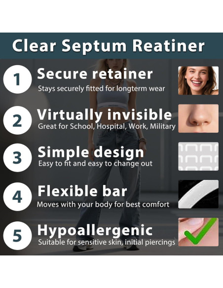 Retenedor de Septum Claro D.Bella 16G Bioflex Flexible 20 Piezas Retenedor de Septum Claro D.Bella 16G Bioflex Flexible 20 Piezas