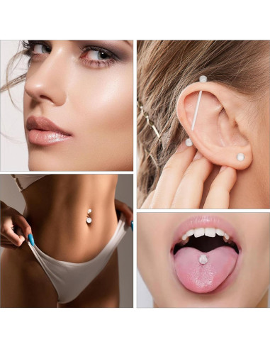48 Anillos Nasales Transparentes Yolev para Piercing Acrílico