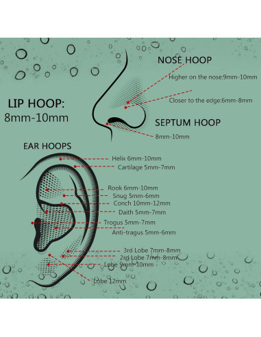 Anillos Septum Jstyle 5 Pcs Acero Quirúrgico 316L 16G 8-12mm