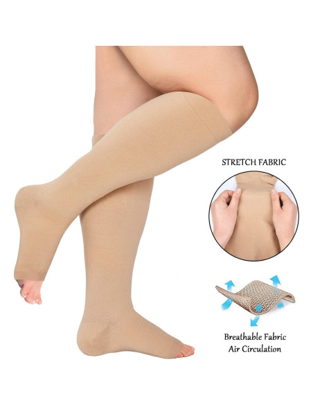 Calcetines de Compresión Sin Dedos Blahhey Talla Grande 20-30 mmHg Calcetines de Compresión Sin Dedos Blahhey Talla Grande 20-30 mmHg