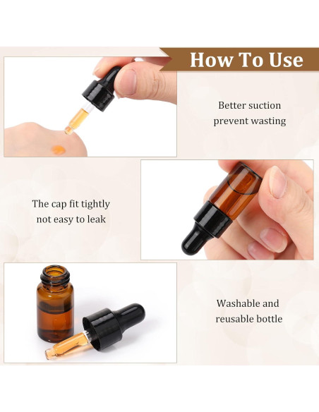 Nuogo 100 Botellas de Vidrio Ámbar 3 ml con Cuentagotas Nuogo 100 Botellas de Vidrio Ámbar 3 ml con Cuentagotas