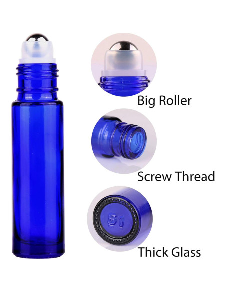 12 Botellas Roller de Vidrio Azul Cobalto 10ml inice 12 Botellas Roller de Vidrio Azul Cobalto 10ml inice