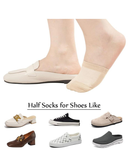 Calcetines Cortos de Dedos para Mujeres - 6 Pares Beige y Negro Calcetines Cortos de Dedos para Mujeres - 6 Pares Beige y Negro