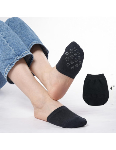 Calcetines Cortos de Dedos para Mujeres - 6 Pares Beige y Negro