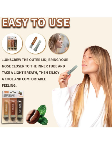 Inhaladores Nasales de Aromaterapia WECONA - 3 Aromas Naturales
