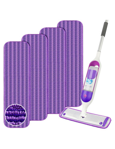 Recargas de Mopa Reutilizables Moradas para Swiffer Power Mop - 4 Paños de Microfibra 38 cm