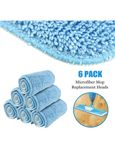 Paquete de 6 Paños de Mopa de Microfibra 45.72x15.24cm Azul