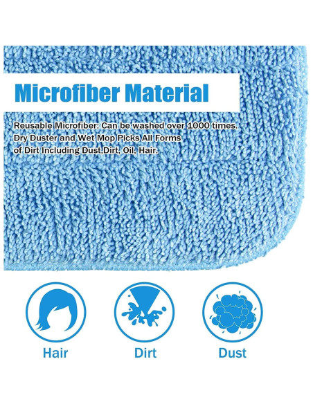 Paquete de 6 Paños de Mopa de Microfibra 45.72x15.24cm Azul Paquete de 6 Paños de Mopa de Microfibra 45.72x15.24cm Azul