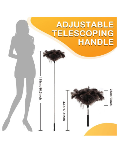 Plumero de Plumas de Avestruz RONSUNG con Mango Telescópico 190.5 cm