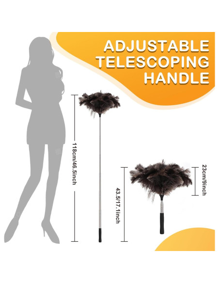 Plumero de Plumas de Avestruz RONSUNG con Mango Telescópico 190.5 cm Plumero de Plumas de Avestruz RONSUNG con Mango Telescópico 190.5 cm