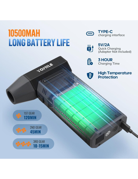 Soplador de aire eléctrico YOMILE 300000RPM 10500mAh portátil Soplador de aire eléctrico YOMILE 300000RPM 10500mAh portátil