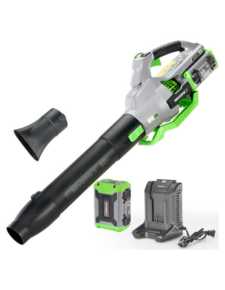 Soplador de Hojas Eléctrico Inalámbrico NovorikX 60V 810 CFM Soplador de Hojas Eléctrico Inalámbrico NovorikX 60V 810 CFM