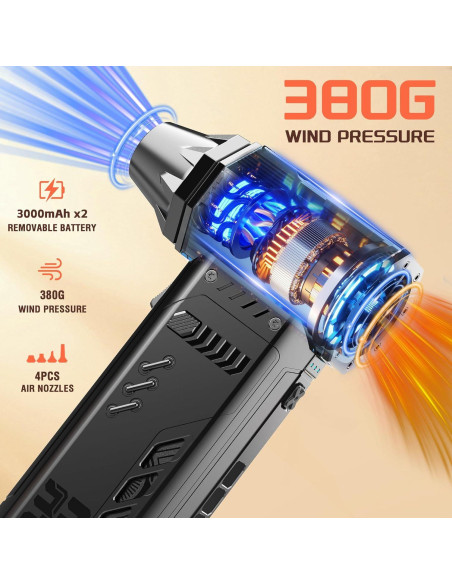 Soplador de Aire Inalámbrico JUFINX X301MAX 250000 RPM Soplador de Aire Inalámbrico JUFINX X301MAX 250000 RPM