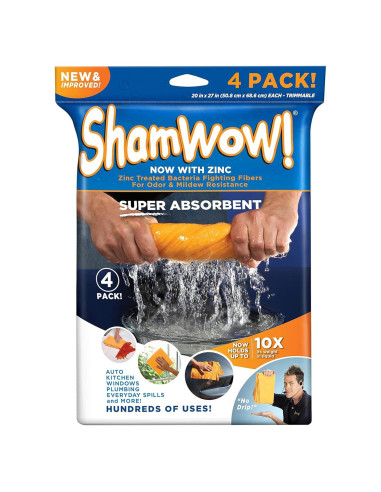 ShamWow Original Toalla Multiusos 4 Paquete Naranja 50.8x59.7cm