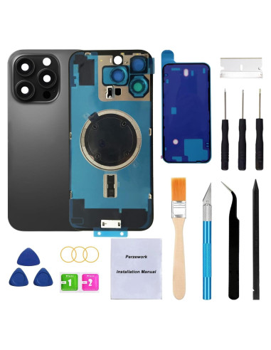 Reemplazo Cristal Trasero iPhone 16 Pro Titanio Negro + Kit Herramientas