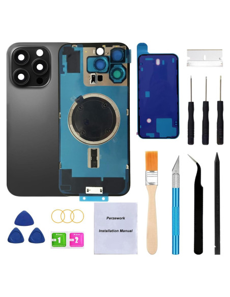 Reemplazo Cristal Trasero iPhone 16 Pro Titanio Negro + Kit Herramientas Reemplazo Cristal Trasero iPhone 16 Pro Titanio Negro + Kit Herramientas