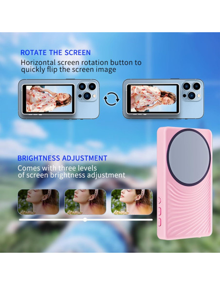Monitor de Vlog Magnético 4K Rosa para Teléfono iPhone/Android Monitor de Vlog Magnético 4K Rosa para Teléfono iPhone/Android