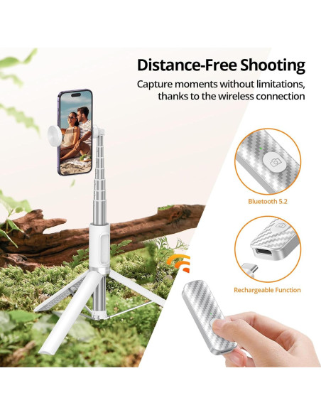 Trípode para Selfies ATUMTEK 55" Aluminio Bluetooth 360 Blanco Trípode para Selfies ATUMTEK 55" Aluminio Bluetooth 360 Blanco