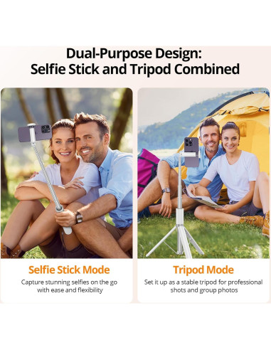 Trípode para Selfies ATUMTEK 55" Aluminio Bluetooth 360 Blanco