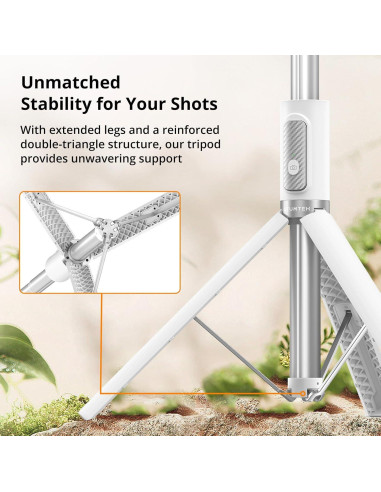 Trípode para Selfies ATUMTEK 55" Aluminio Bluetooth 360 Blanco