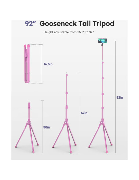 Soporte para Teléfono Aureday 92" con Cuello de Ganso Rosa Soporte para Teléfono Aureday 92" con Cuello de Ganso Rosa