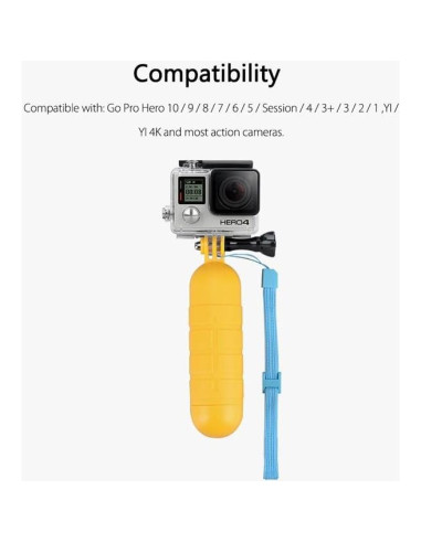 Agarradera Flotante Amarilla para GoPro HERO 5-13 y DJI Osmo