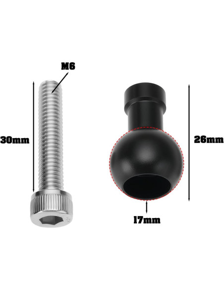 2 Piezas Adaptador de Tornillo M6 con Cabeza de Bola Aluminio 2 Piezas Adaptador de Tornillo M6 con Cabeza de Bola Aluminio
