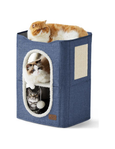 Casa para Gatos de 2 Pisos Bedsure Azul 58.4x45.7x35.6 cm