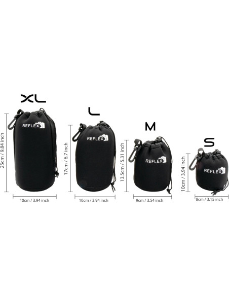 Bolsas de Lente Acolchadas Reflex Camera 4 Pzs S/M/L/XL Bolsas de Lente Acolchadas Reflex Camera 4 Pzs S/M/L/XL