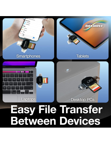 Lector de Tarjetas SD y microSD BoxWave AllReader USB-C Negro