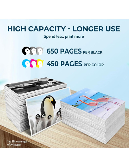 Cartuchos de tinta Penguin 65XL para impresoras HP - Negro y Color Cartuchos de tinta Penguin 65XL para impresoras HP - Negro y Color
