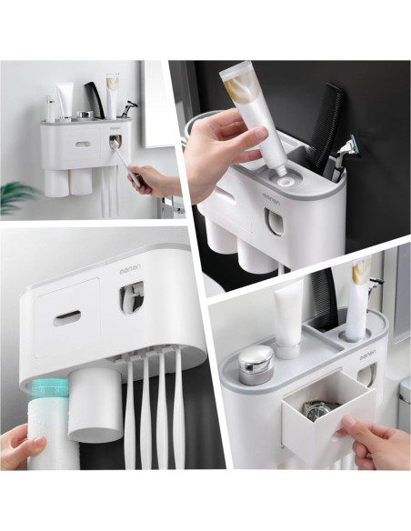 Soporte de Cepillo de Dientes Celsitudo con Dispensador y Taza Soporte de Cepillo de Dientes Celsitudo con Dispensador y Taza