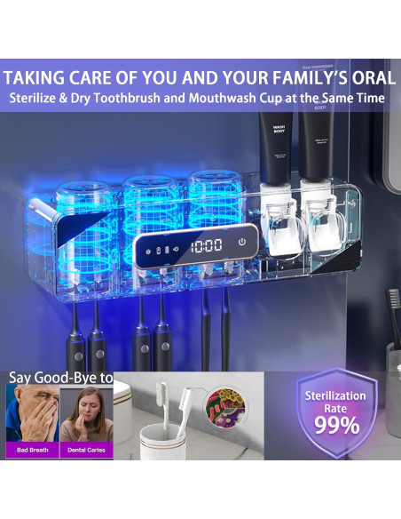 Soporte para Cepillos de Dientes Wekity con Dispensador Automático Gris Soporte para Cepillos de Dientes Wekity con Dispensador Automático Gris