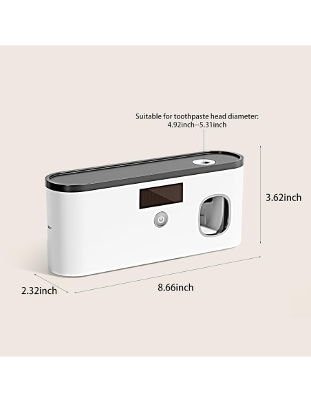Soporte para Cepillos de Dientes Wekity con Carga Solar y Dispensador Soporte para Cepillos de Dientes Wekity con Carga Solar y Dispensador