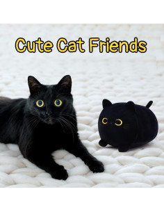 Almohada de Peluche Gato Negro Kawaii LSYDCARM 20x12cm 2