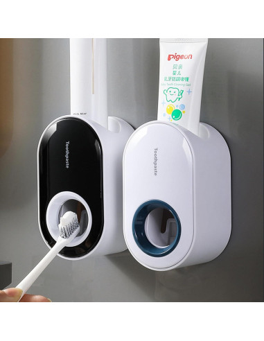 Soporte de Cepillo de Dientes VHIEDN Montado en Pared 3 en 1 Negro