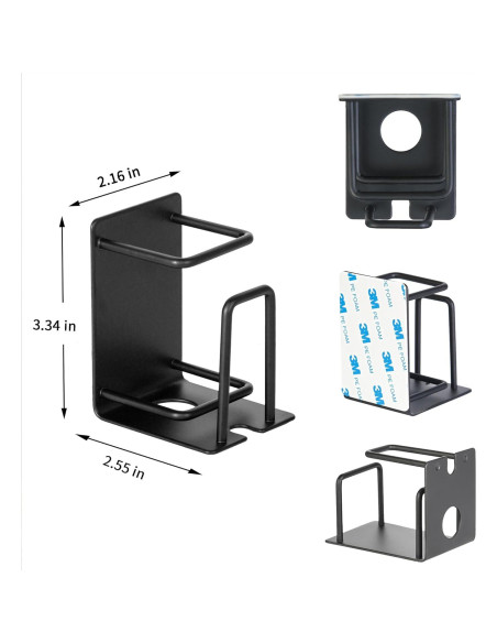 Soporte de Cepillo de Dientes VHIEDN Montado en Pared 3 en 1 Negro Soporte de Cepillo de Dientes VHIEDN Montado en Pared 3 en 1 Negro