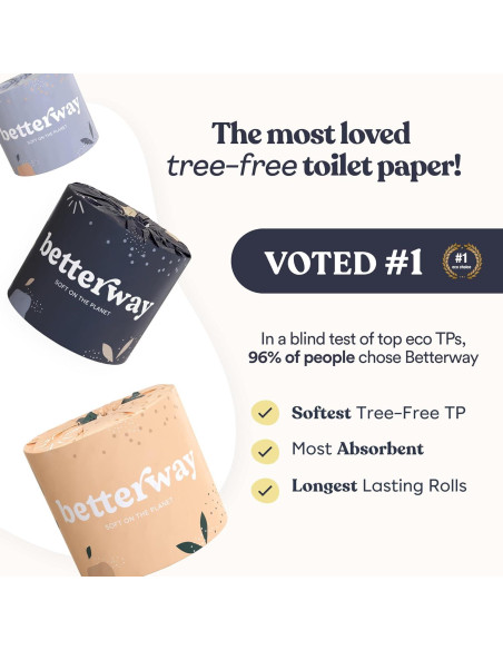 Papel Higiénico de Bambú Betterway 3 Capas 12 Rollos 360 Hojas Papel Higiénico de Bambú Betterway 3 Capas 12 Rollos 360 Hojas