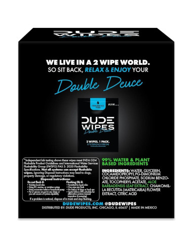 Toallitas Desechables DUDE Wipes - 80 Unidades Sin Fragancia