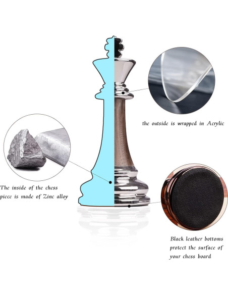 Juego de Ajedrez de Metal TENGZHEN 38 cm Plegable con Tablero de Madera Juego de Ajedrez de Metal TENGZHEN 38 cm Plegable con Tablero de Madera
