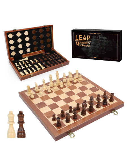 Juego de Ajedrez Plegable LEAP de Madera 40.7 cm Sapele Juego de Ajedrez Plegable LEAP de Madera 40.7 cm Sapele