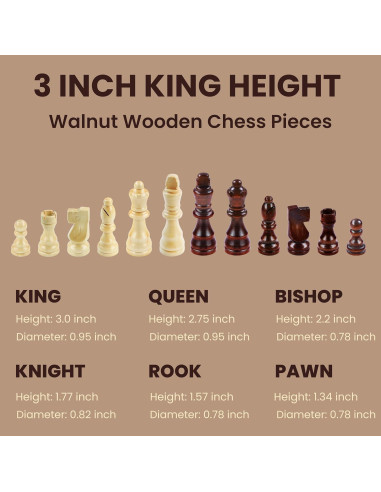 Juego de Ajedrez Magnético de Madera AS 15" Plegable