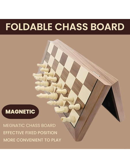 Juego de Ajedrez Magnético de Madera AS 15" Plegable Juego de Ajedrez Magnético de Madera AS 15" Plegable