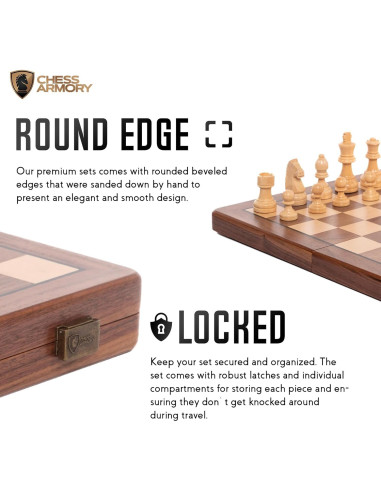 Juego de Ajedrez Magnético 38x38cm Chess Armory - Madera de Nogal