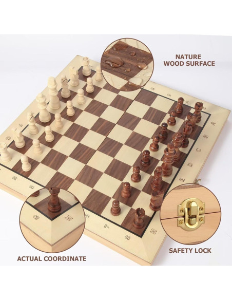 Juego de Ajedrez Plegable Magnético HOLYKING 38.1 cm Madera Juego de Ajedrez Plegable Magnético HOLYKING 38.1 cm Madera