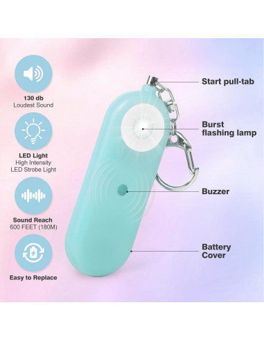 Alarma de Seguridad Personal MtMinn ABL001 130dB con Luz LED